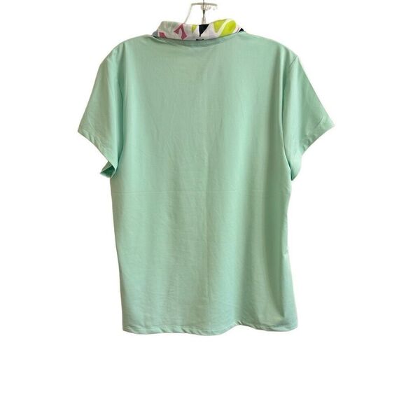 Tommy Bahama Golf Women’s Polo Quarter Zip Short Sleeves Tropical Collar Mint XL - Picture 2 of 5